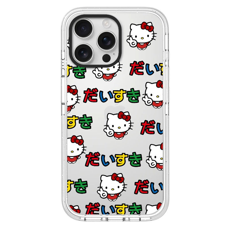 Custom Hello Kitty “Daisuki” Pattern Phone Case – Kawaii Japanese Style Phone Case  for iPhone 11 - 17, iPhone 17 Air Series [5247]