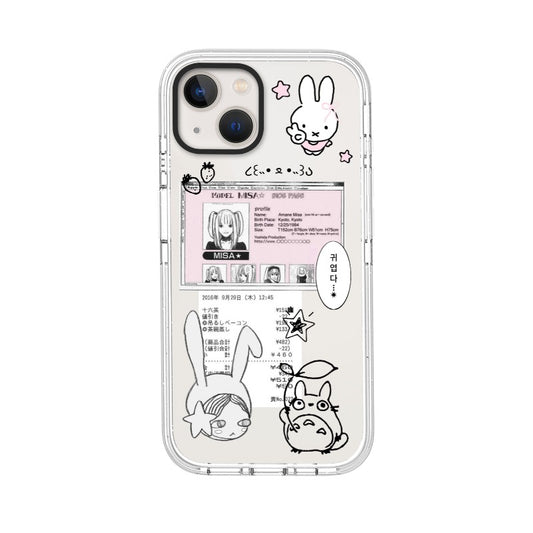 Customizable Misa Bunny iPhone Case – Cute Asian Aesthetic with Profile & Receipt Collage Phone Case  for iPhone 11 - 17, iPhone 17 Air Series [8643]