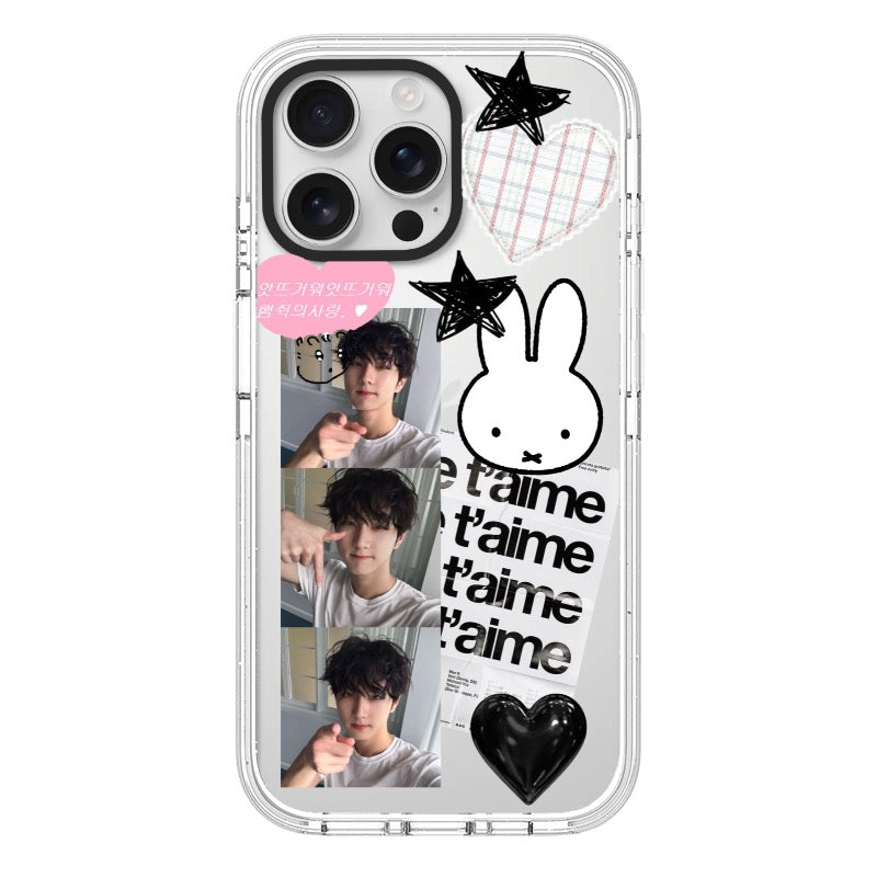Customizable I Love You Bunny iPhone Case – Black & White Aesthetic Photo Design Phone Case  for iPhone 11 - 17, iPhone 17 Air Series [7894]