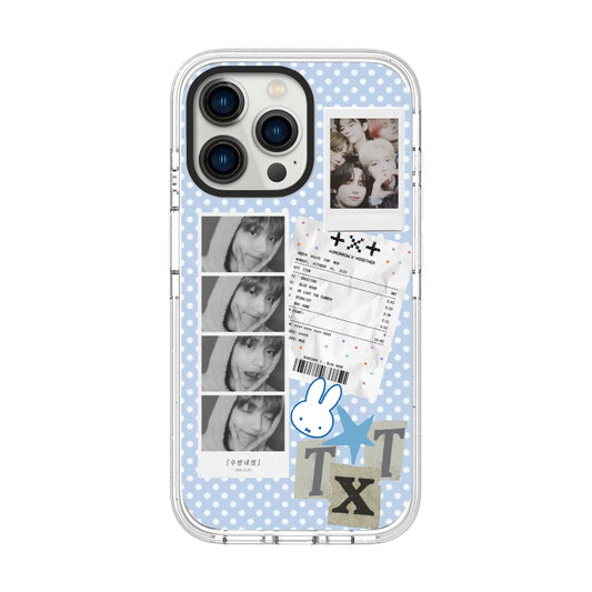 Custom Phone Case – K-pop TXT Blue Polka Dot Collage  for iPhone 11 - 17, iPhone 17 Air Series [13217]