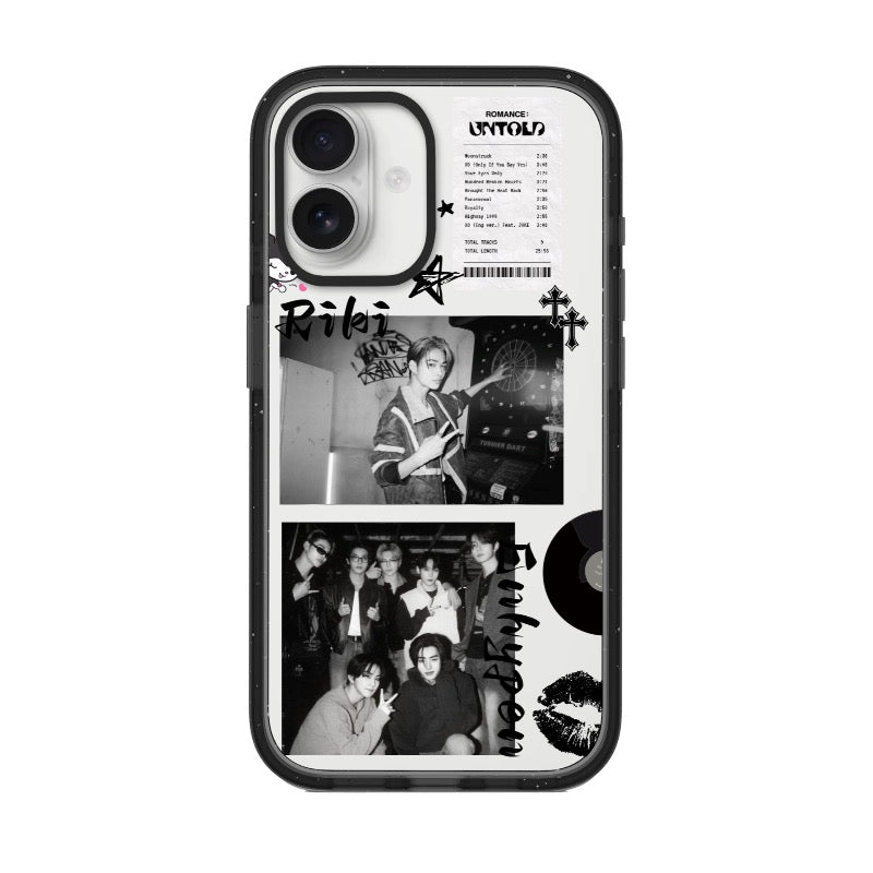Custom Enhypen Riki Phone Case – Black & White Collage Design  for iPhone 11 - 17, iPhone 17 Air Series [13342]