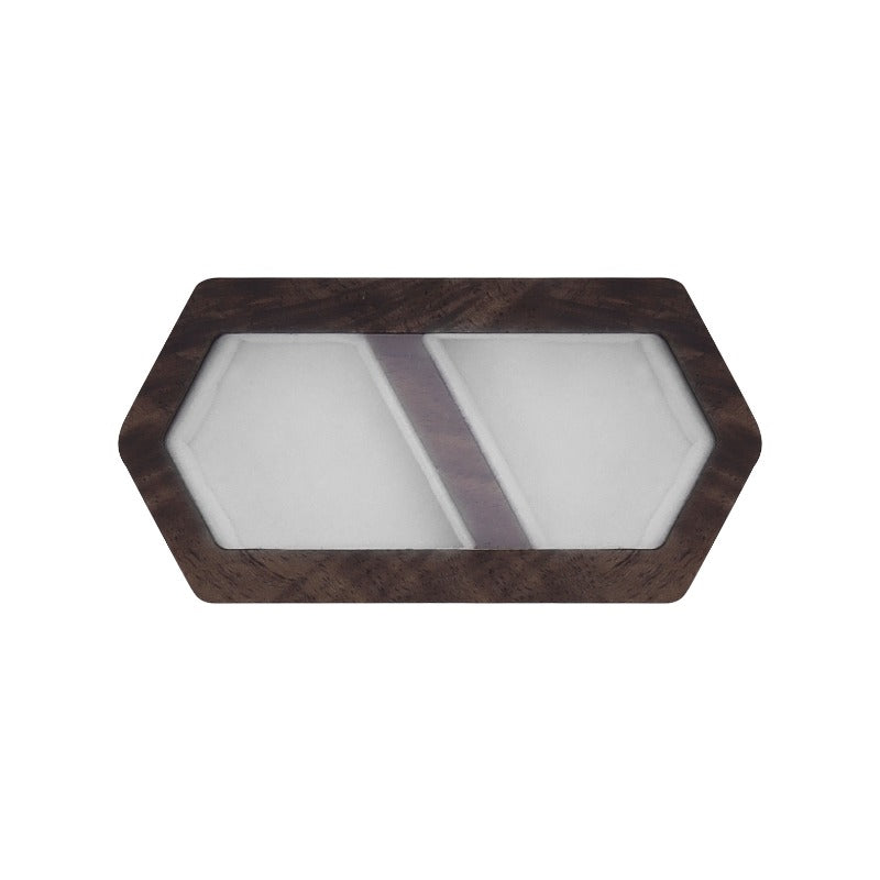 Custom Long Wooden Jewelry Box – Hexagon Lid, Glass Window, Vintage Display Storage