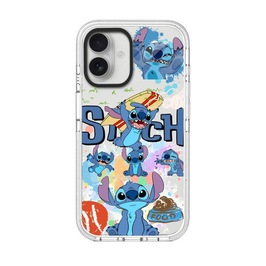 Custom “Stitch Attack” Clear Case – Playful Graffiti Edition Phone Case  for iPhone 11 - 17, iPhone 17 Air Series [8836]