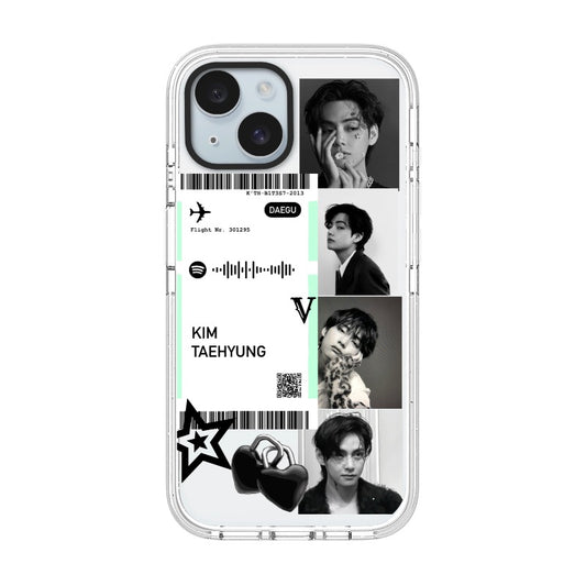 Custom Clear Phone Case – K-pop V Flight Ticket Inspired Design  for iPhone 11 - 17, iPhone 17 Air Series [13195]
